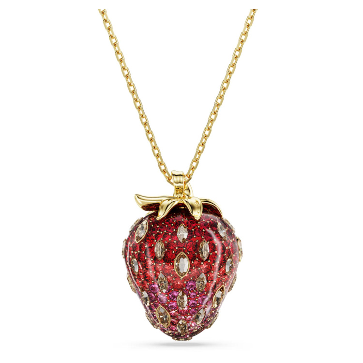 Idyllia pendant Mixed cuts, Strawberry, Red, Gold-tone plated